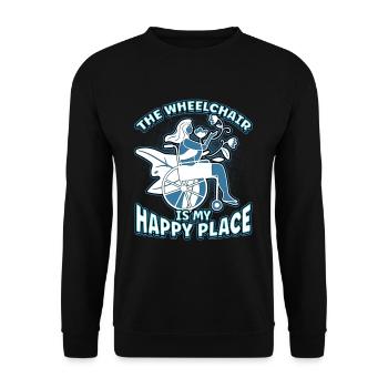 Handicap Wheelchair Design for an Amputation - Unisex Sweatshirt - black - Front - Alina (178cm) & Michal (187cm)