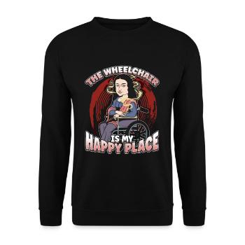 Handicap Wheelchair Design for an Amputation - Unisex Sweatshirt - black - Front - Alina (178cm) & Michal (187cm)