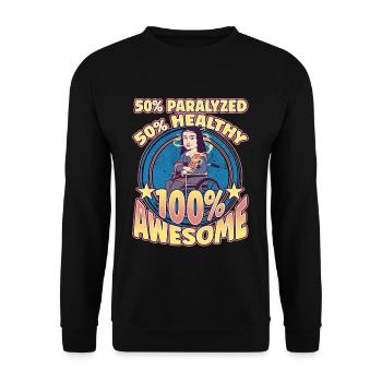 Handicap Wheelchair Design for an Amputation - Unisex Sweatshirt - black - Front - Alina (178cm) & Michal (187cm)