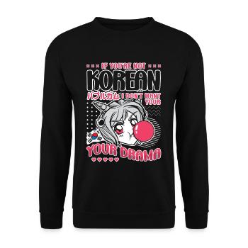 Design pop coréen pour un fan de mode K-Pop - Sweat-shirt Unisexe - noir - Devant - Alina (178cm) & Michal (187cm)