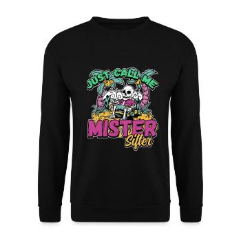 Fossil Tooth Collector Design for a Shark Fossil - Unisex Pullover - Schwarz - Vorne - Alina (178cm) & Michal (187cm)