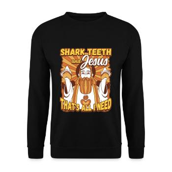 Fossil Tooth Collector Design for a Shark Fossil - Unisex Pullover - Schwarz - Vorne - Alina (178cm) & Michal (187cm)