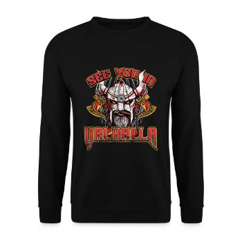 Norse Viking Mythology Design for Viking Warriors - Unisex Pullover - Schwarz - Vorne - Alina (178cm) & Michal (187cm)