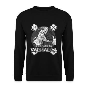 Norse Viking Mythology Design for Viking Warriors - Unisex Pullover - Schwarz - Vorne - Alina (178cm) & Michal (187cm)