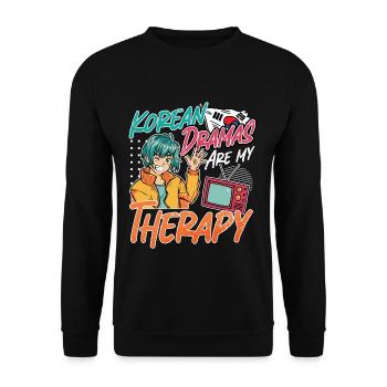 Design pop coréen pour un fan de mode K-Pop - Sweat-shirt Unisexe - noir - Devant - Alina (178cm) & Michal (187cm)