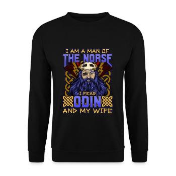 Norse Viking Mythology Design for Viking Warriors - Unisex Pullover - Schwarz - Vorne - Alina (178cm) & Michal (187cm)