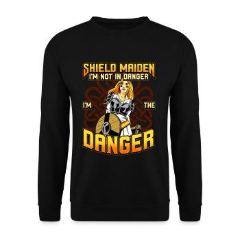 Norse Viking Mythology Design for Viking Warriors - Unisex Pullover - Schwarz - Vorne - Alina (178cm) & Michal (187cm)