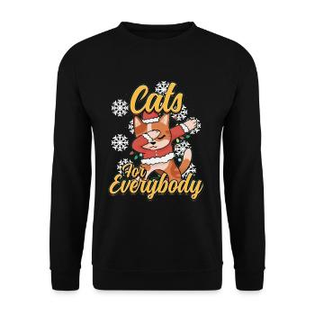 Christmas Design for a Xmas Cat Lover - Unisex Pullover - Schwarz - Vorne - Alina (178cm) & Michal (187cm)