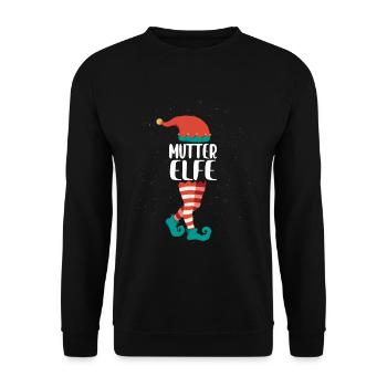 Weihnachts Elf Partnerlook Design Xmas Elfen - Unisex Pullover - Schwarz - Vorne - Alina (178cm) & Michal (187cm)