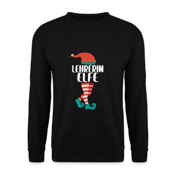 Weihnachts Elf Partnerlook Design Xmas Elfen - Unisex Pullover - Schwarz - Vorne - Alina (178cm) & Michal (187cm)
