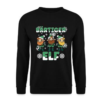 Weihnachts Elf Partnerlook Design Xmas Elfen - Unisex Pullover - Schwarz - Vorne - Alina (178cm) & Michal (187cm)