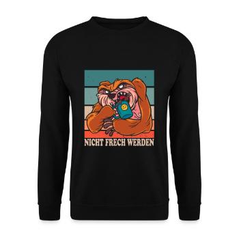Nicht Frech Werden Design für Faultier Fans - Unisex Pullover - Schwarz - Vorne - Alina (178cm) & Michal (187cm)