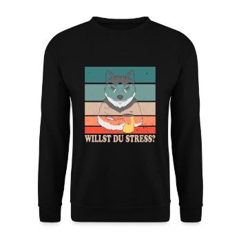 Willst Du Stress? Design für Husky Fans - Unisex Pullover - Schwarz - Vorne - Alina (178cm) & Michal (187cm)