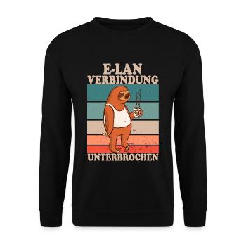E-Lan Verbindung Unterbrochen Faultier Fans - Unisex Pullover - Schwarz - Vorne - Alina (178cm) & Michal (187cm)