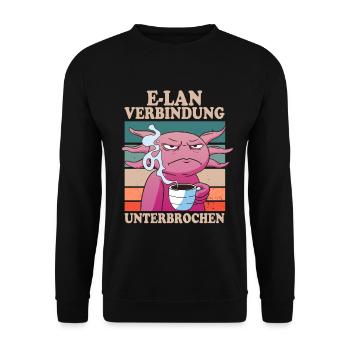 E-Lan Verbindung Unterbrochen Axolotl Fans - Unisex Pullover - Schwarz - Vorne - Alina (178cm) & Michal (187cm)