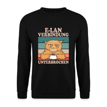 E-Lan Verbindung Unterbrochen Katzen Fans - Unisex Pullover - Schwarz - Vorne - Alina (178cm) & Michal (187cm)