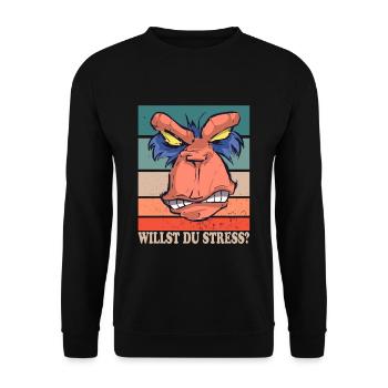 Willst Du Stress? Design für Affen Fans - Unisex Pullover - Schwarz - Vorne - Alina (178cm) & Michal (187cm)