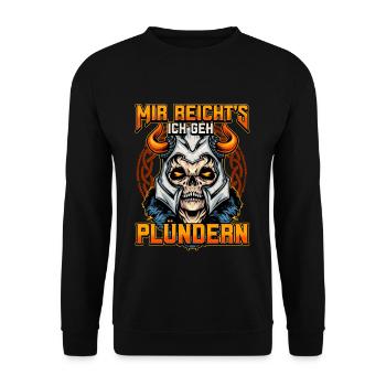 Nordisches Wikingermythologie Design Für Den - Unisex Pullover - Schwarz - Vorne - Alina (178cm) & Michal (187cm)