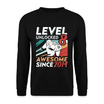 Level 8 Birthday 8 Year Old 2014 Gaming Video - Unisex Pullover - Schwarz - Vorne - Alina (178cm) & Michal (187cm)