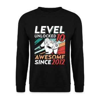 Level 10 Birthday 10 Year Old 2012 Gaming Video - Unisex Pullover - Schwarz - Vorne - Alina (178cm) & Michal (187cm)