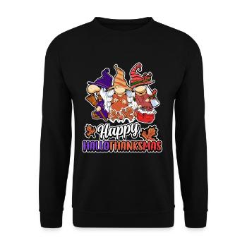 Hallothanksmas Trois Gnomes Halloween Noël - Sweat-shirt Unisexe - noir - Devant - Alina (178cm) & Michal (187cm)