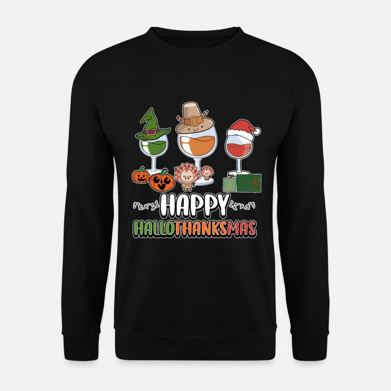 Hallothanksmas Wine Gasses Halloween Christmas - Unisex Pullover - Schwarz