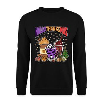 Hallothanksmas Café Latte Halloween Noël - Sweat-shirt Unisexe - noir - Devant - Alina (178cm) & Michal (187cm)