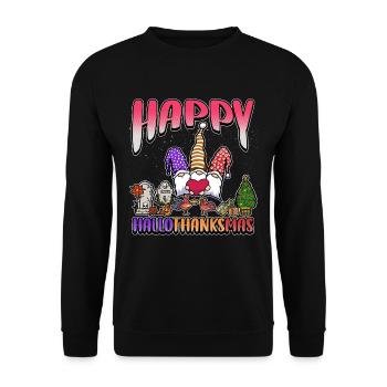 Hallothanksmas Trois Gnomes Halloween Noël - Sweat-shirt Unisexe - noir - Devant - Alina (178cm) & Michal (187cm)