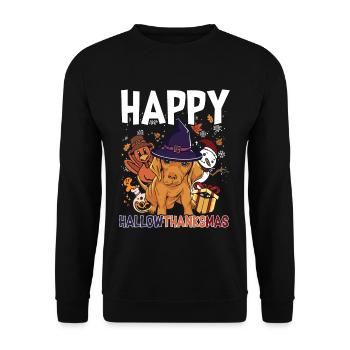Hallothanksmas Dachshund Halloween Christmas - Unisex Sweatshirt - black - Front - Alina (178cm) & Michal (187cm)