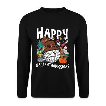 Hallothanksmas Golf Halloween Christmas - Unisex Sweatshirt - black - Front - Alina (178cm) & Michal (187cm)