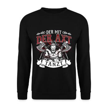Celui qui danse avec la hache du guerrier viking - Sweat-shirt Unisexe - noir - Devant - Alina (178cm) & Michal (187cm)