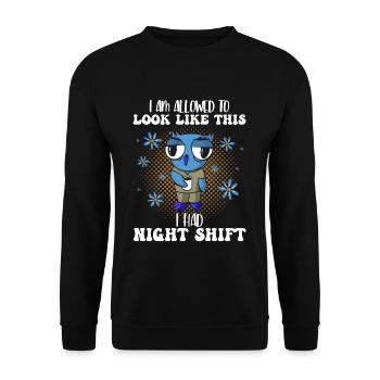 Je peux ressembler à ça J’avais une infirmière hibou de nuit - Sweat-shirt Unisexe - noir - Devant - Alina (178cm) & Michal (187cm)