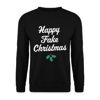Frohe gefälschte Weihnachten - Unisex Pullover - Schwarz - Vorne - Alina (178cm) & Michal (187cm)