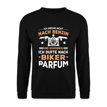 Ich Dufte Nach Biker Parfüm Biker Spruch - Unisex Pullover - Schwarz - Vorne - Alina (178cm) & Michal (187cm)