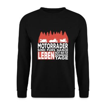 Motorräder Sind Fürs Ganze Leben Motorrad Fahrer - Unisex Pullover - Schwarz - Vorne - Alina (178cm) & Michal (187cm)