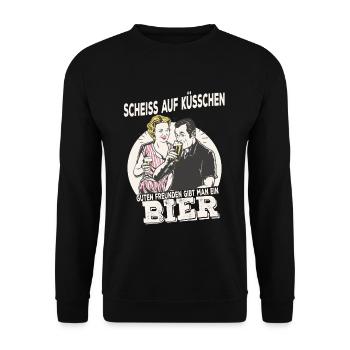 Guten Freunden gibt man ein Bier Party Saufen - Unisex Pullover - Schwarz - Vorne - Alina (178cm) & Michal (187cm)
