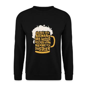 Ich nehme das Bier Party Saufen - Unisex Pullover - Schwarz - Vorne - Alina (178cm) & Michal (187cm)