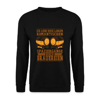 Romantische Spaziergänge in die Brauerei Bier - Unisex Pullover - Schwarz - Vorne - Alina (178cm) & Michal (187cm)