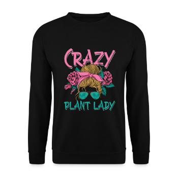 Crazy Plant Lady Garden Farmer Gardening - Unisex Pullover - Schwarz - Vorne - Alina (178cm) & Michal (187cm)