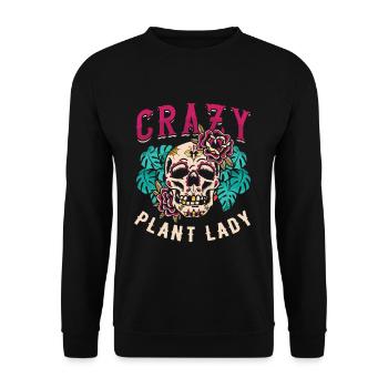 Crazy Plant Lady Garden Farmer Gardening - Unisex Pullover - Schwarz - Vorne - Alina (178cm) & Michal (187cm)