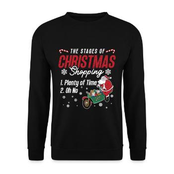 Funny Stages Of Christmas Shopping Pajama - Unisex Sweatshirt - black - Front - Alina (178cm) & Michal (187cm)