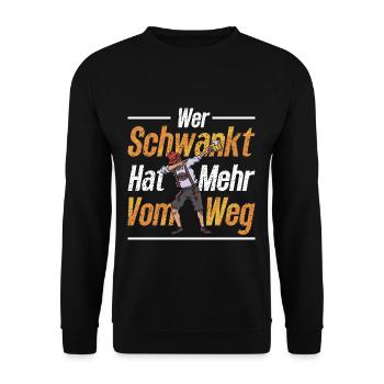 Wer schwankt hat mehr vom Weg Biertrinker - Unisex Pullover - Schwarz - Vorne - Alina (178cm) & Michal (187cm)