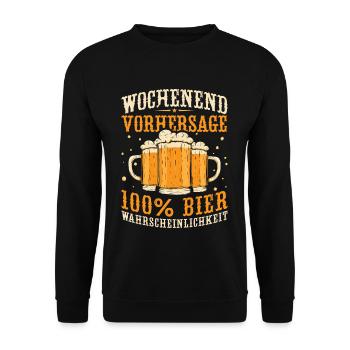 Wochenend Vorhersage 100% Bier Wahrscheinlichkeit - Unisex Pullover - Schwarz - Vorne - Alina (178cm) & Michal (187cm)