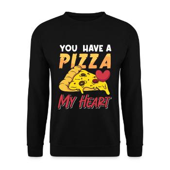 You have a Pizza My Heart - Unisex Pullover - Schwarz - Vorne - Alina (178cm) & Michal (187cm)