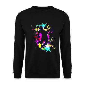 Chest cushioning: fan and football player - Unisex Sweatshirt - black - Front - Alina (178cm) & Michal (187cm)
