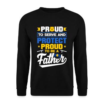 Proud to Protect Father's Day Design for Policeman - Unisex Pullover - Schwarz - Vorne - Alina (178cm) & Michal (187cm)