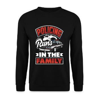 Policing runs in the Family Father's Day Design - Unisex Pullover - Schwarz - Vorne - Alina (178cm) & Michal (187cm)