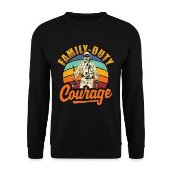 Family Duty Courage Firefighters Father's Day - Unisex Sweatshirt - black - Front - Alina (178cm) & Michal (187cm)