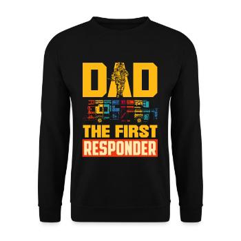 Dad the first Responder Firefighter Design for - Unisex Pullover - Schwarz - Vorne - Alina (178cm) & Michal (187cm)