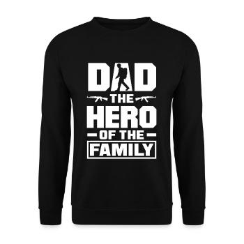Dad The Hero Of The Family Father's Day - Unisex Sweatshirt - black - Front - Alina (178cm) & Michal (187cm)